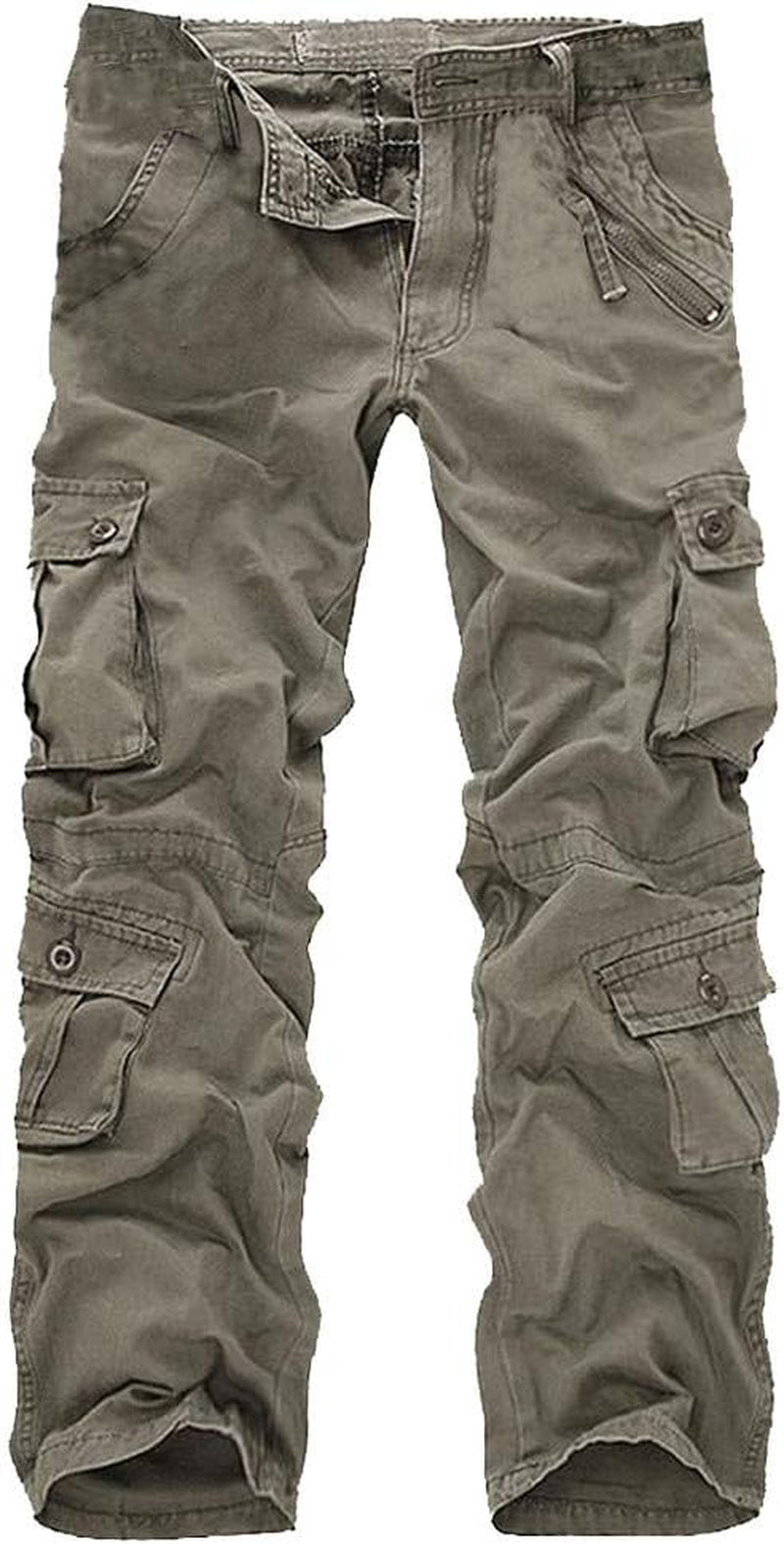 Mens Fashion Casual Cotton Multi-Pocket Outdoors Work Trouser Long Cargo Pants