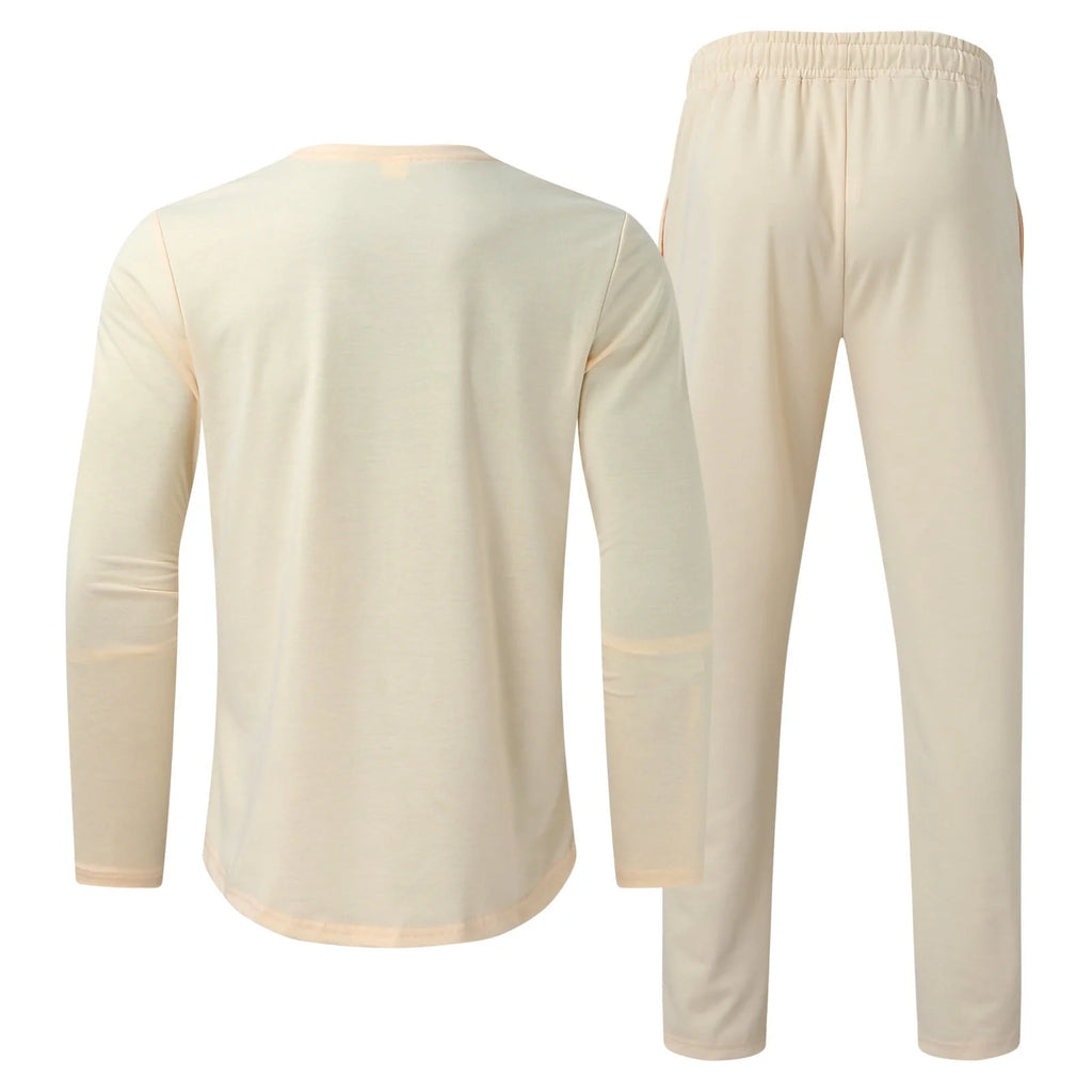 Men'S Tracksuits Tight T-Shirt and Pants Set Outfit Two-Piece Fitness Solid Training Casual Sports Sweatsuits