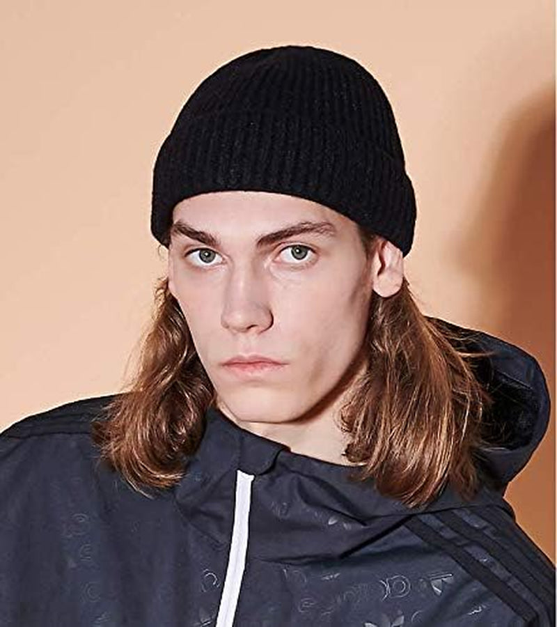 50% Wool Warm Cuffed Swag Knit Short Fisherman Beanie for Men Women Winter Hats Trawler Skull Cap