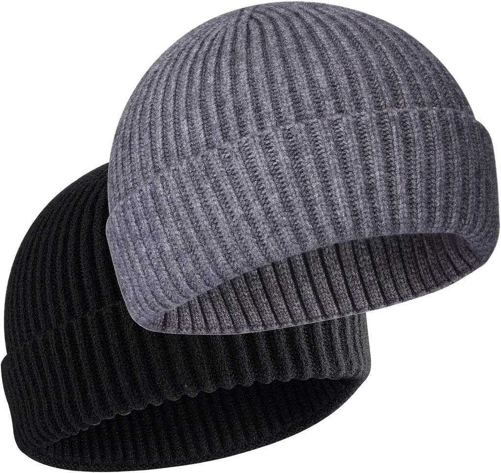 50% Wool Warm Cuffed Swag Knit Short Fisherman Beanie for Men Women Winter Hats Trawler Skull Cap