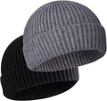 50% Wool Warm Cuffed Swag Knit Short Fisherman Beanie for Men Women Winter Hats Trawler Skull Cap