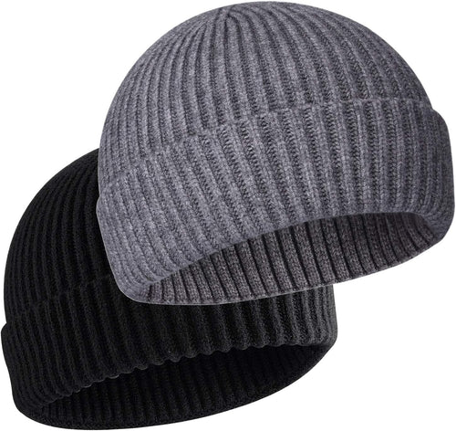 50% Wool Warm Cuffed Swag Knit Short Fisherman Beanie for Men Women Winter Hats Trawler Skull Cap