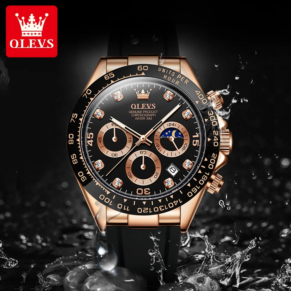 New Luxury Men'S Watches Quartz Watch Silicone Sport Date Chronograph Waterproof Luminous Multifunction Men'S Quartz Watch