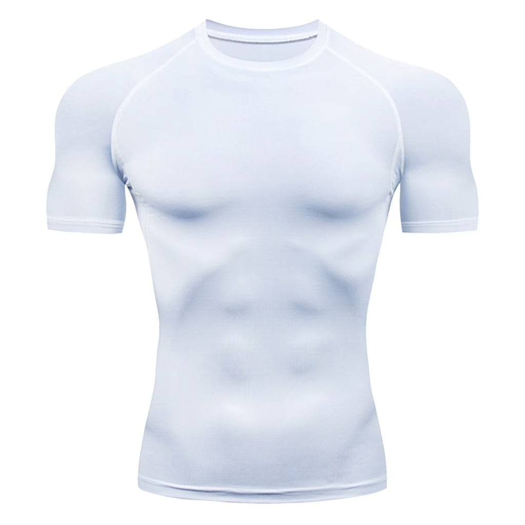 Athletic Workout Shirts for Men, Mens Summer Leisure Sports T Shirt Fashion Lapel 3D Gradient Short Sleeved round Neck T Shirt Men Compression Shirt Men, Mens Shirts White XL