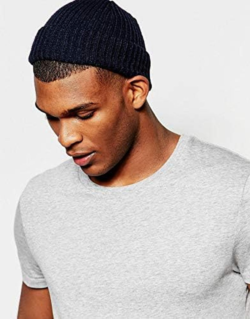 50% Wool Warm Cuffed Swag Knit Short Fisherman Beanie for Men Women Winter Hats Trawler Skull Cap