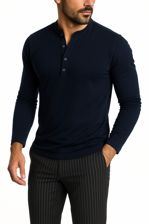 Men's Fashion Solid Color Long Sleeve O-neck T-shirts Mens